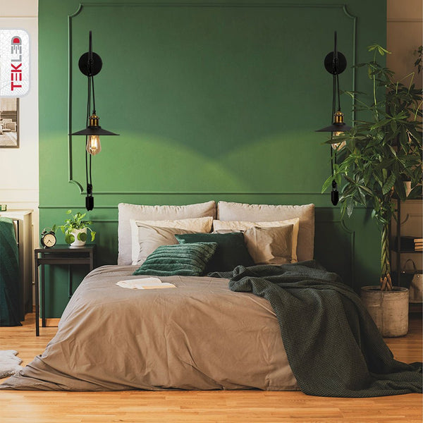 Black Metal Funnel Pulley Wall Light E27 Fitting