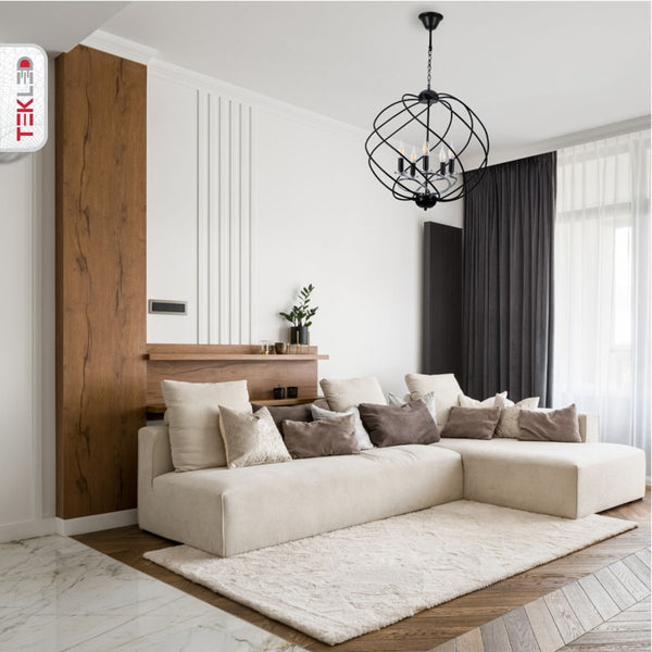 Black Spiral Metal Chrome Arm Chandelier Ceiling Light E14