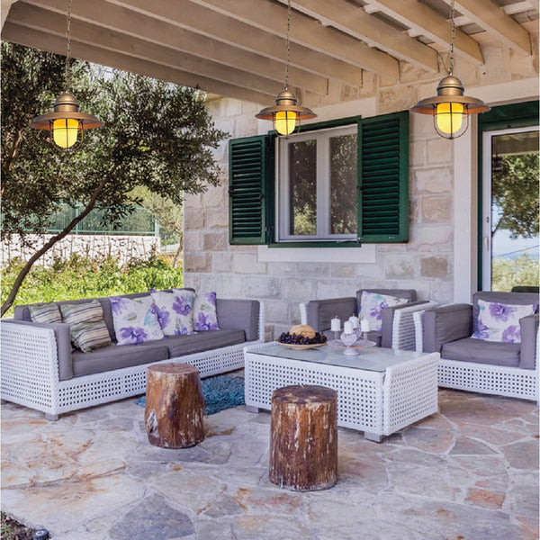Bronze Metal Opal Step Pendant Ceiling Light