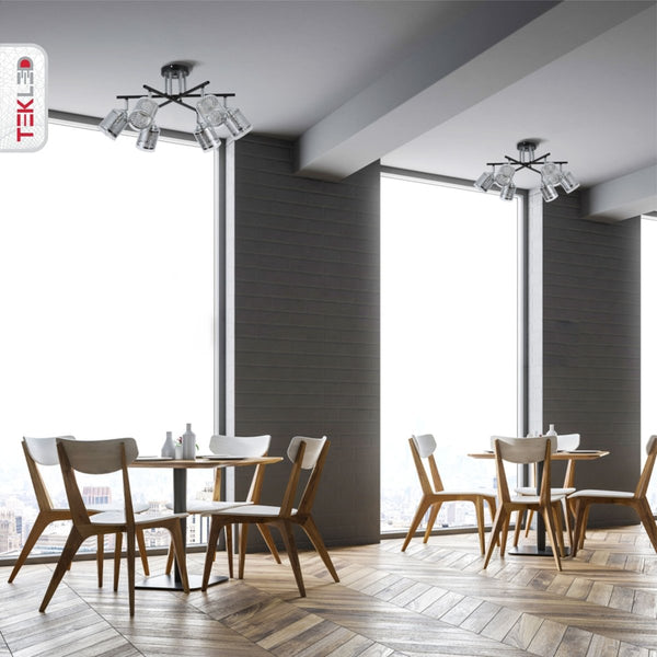 Chrome Honeycomb Black Chrome Body Semi Flush Ceiling Light E14