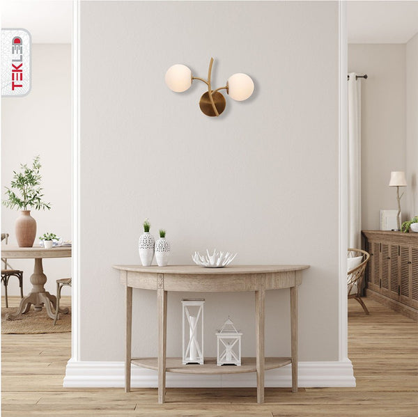 Gold Aluminium Bronze Metal Opal Glass Globe Wall Light G9 Fitting