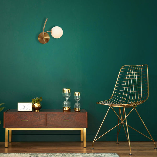 Gold Aluminium Bronze Metal Opal Glass Globe Wall Light G9 Fitting