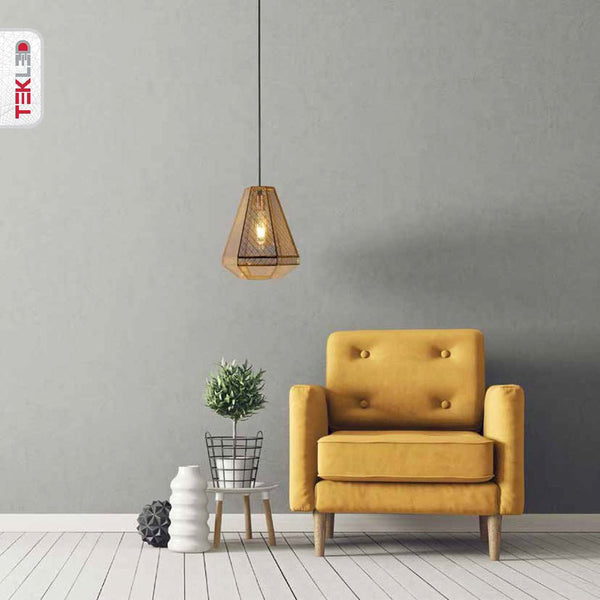 Gold Metal Polyhedral Pendant Ceiling Light E27