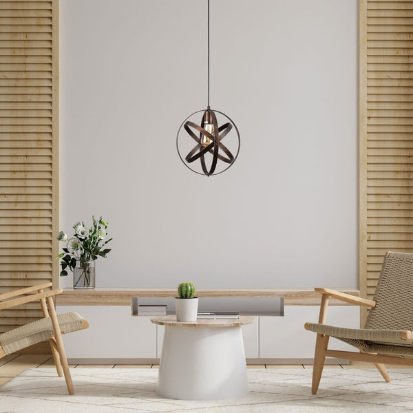 Orbital Metal Caged Globe Pendant Ceiling Light E27