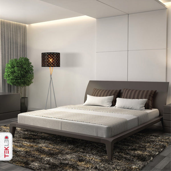 Tripod White Drum Floor Lamp E27 Fitting