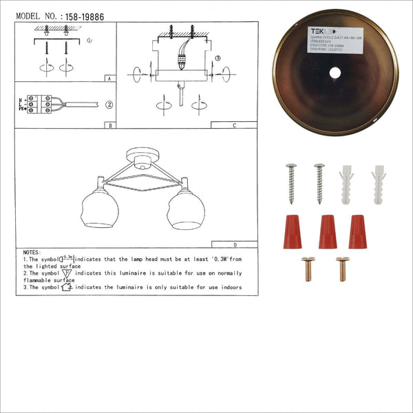 Amber Bell Glass Black Metal Semi Flush Ceiling Light