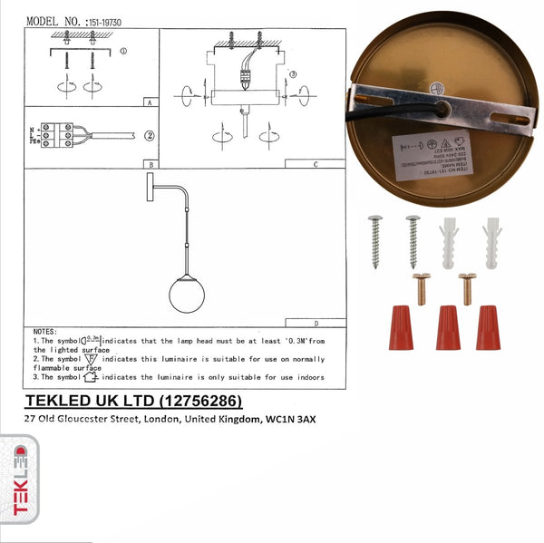 Amber Glass Gold Metal Pendant Wall Light E27 Fitting