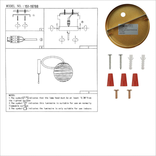Clear Globe Glass Gold Metal Ellipse Vintage Retro Wall Light with Pull Down Switch E27 Fitting