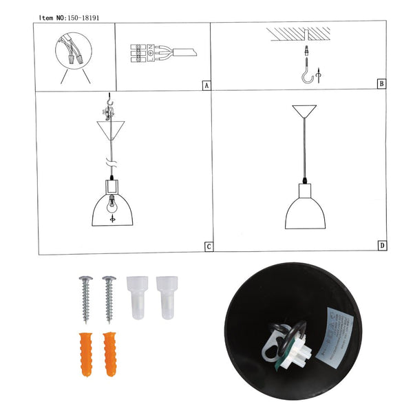 Industrial Dome Metal Pendant Ceiling Light E27 Fitting