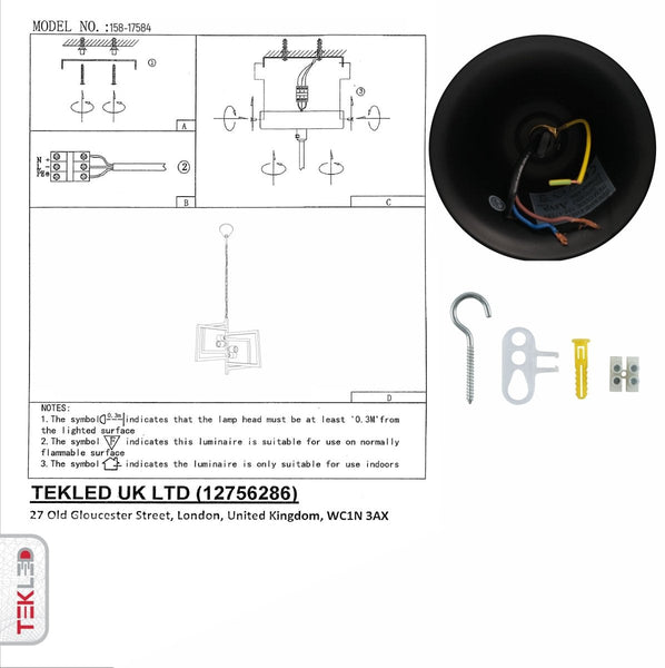 Black 4 Rectangle Chandelier Pendant Ceiling Light E27
