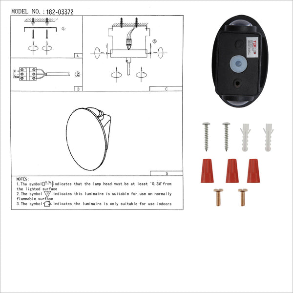 Black Ellipse Up Down Decorative Outdoor Modern LED Wall Light