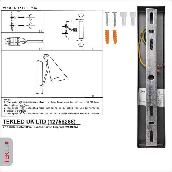 Metal Cone Wall Light E27 Fitting