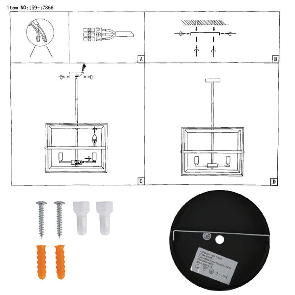 Caged Cuboid Rectangle Candle Lantern Nautical Pendant Ceiling Light 4xE14 Gold Black Finishing