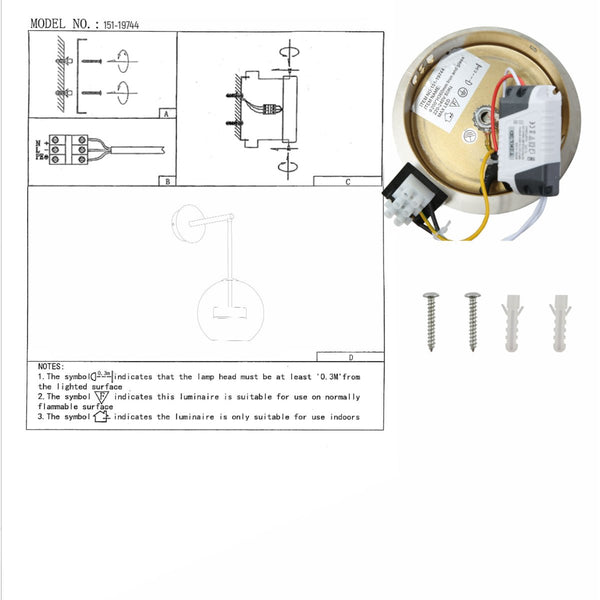 Clear Globe Glass Gold L-Shape Metal Cool Natural White 12W LED Wall Light