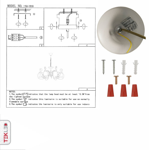 Creamy White Shade Rice White Gold Brushed Arm Ceiling Chandelier Light E14