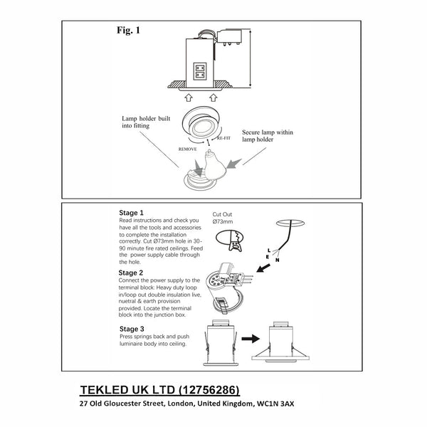 Fixed Diecast Aluminium Downlight IP20 GU10 Fitting