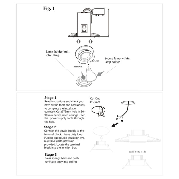 Fixed Pressed Steel Downlight IP20 GU10 Fitting