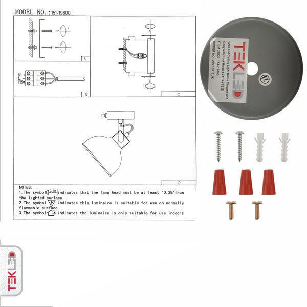 Grey Dome Shade Grey metal Body Ceiling and Wall Light E14
