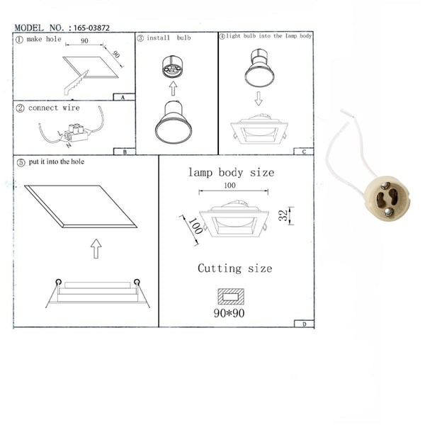 Grille Rectangle Recessed Tilt Downlight GU10