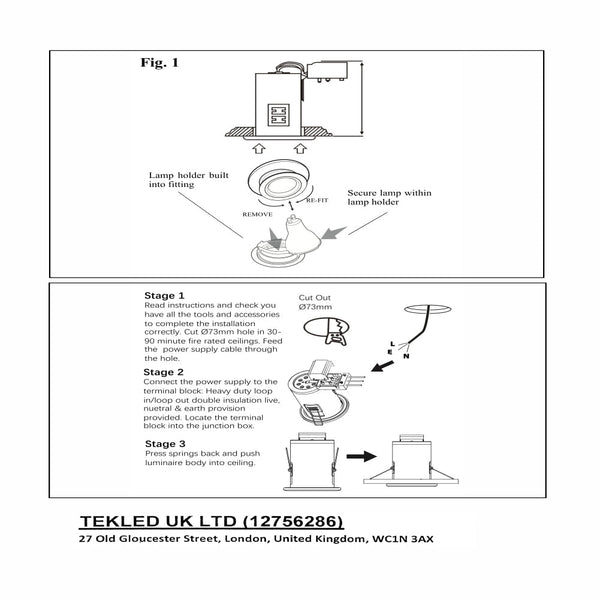 IP65 Fixed Diecasting Fire Rated Downlight GU10 Fitting