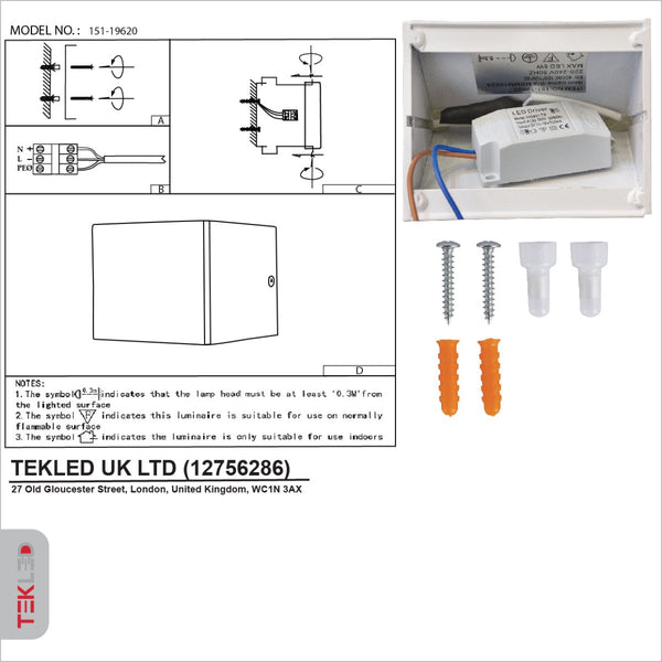 LED Cuboid Wall Light 5W Cool White 4000K White