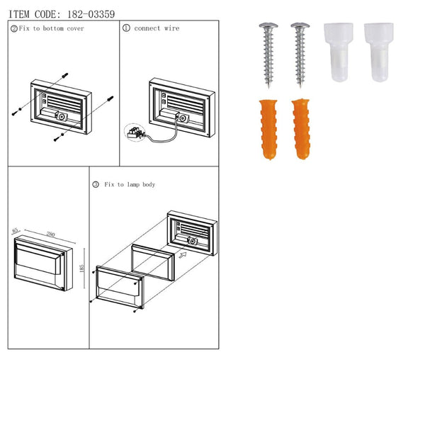 LED Diecast Aluminium Rectangle Half Wall Lamp 20W Cool White 4000K IP54 Grey