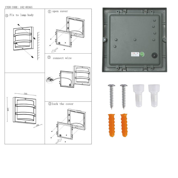 LED Diecast Aluminium Stripped Wall Lamp 12W Warm White 3000K IP54 Grey