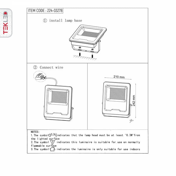 LED Floodlight SMD3030 30W Cool White 4000K IP65
