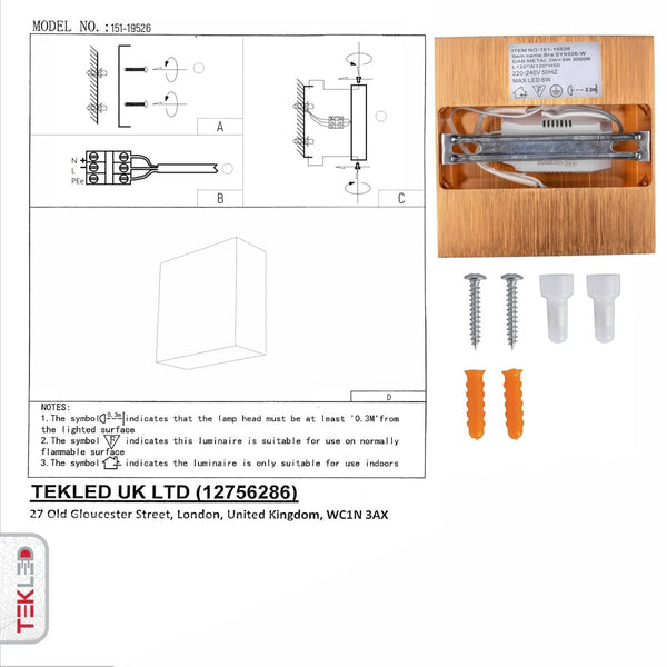 LED Gold Aluminium Bronze Metal Wall Light 6W Warm White 3000K