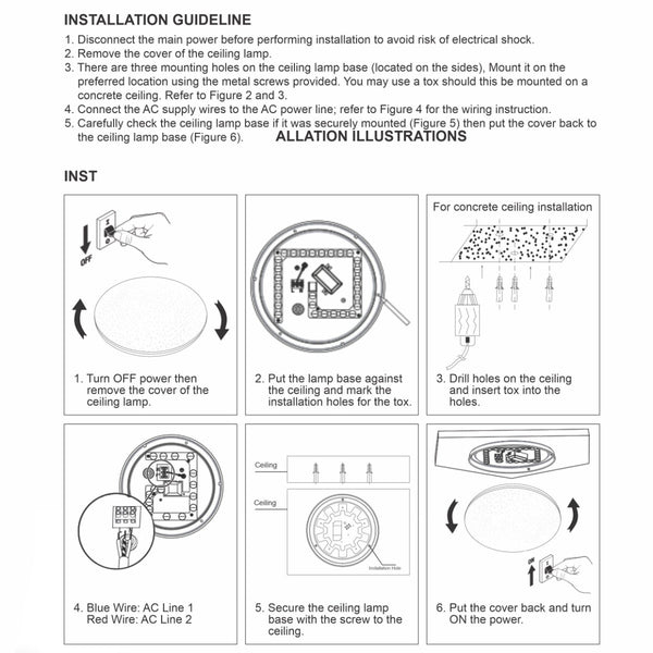 Moonlight Flush Ceiling Light 12W 900LM IP20 non-yellowing PMMA Cover