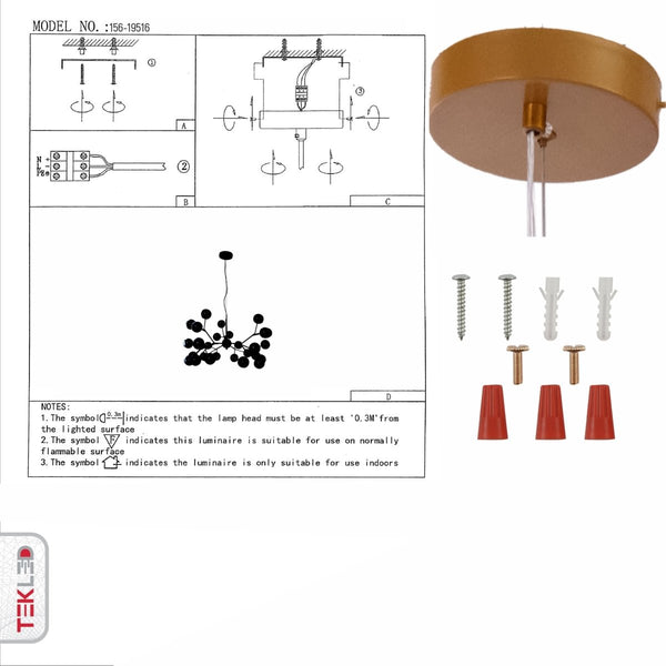 Neuron Model Gold and Amber Chandelier Ceiling Light 27xG4s