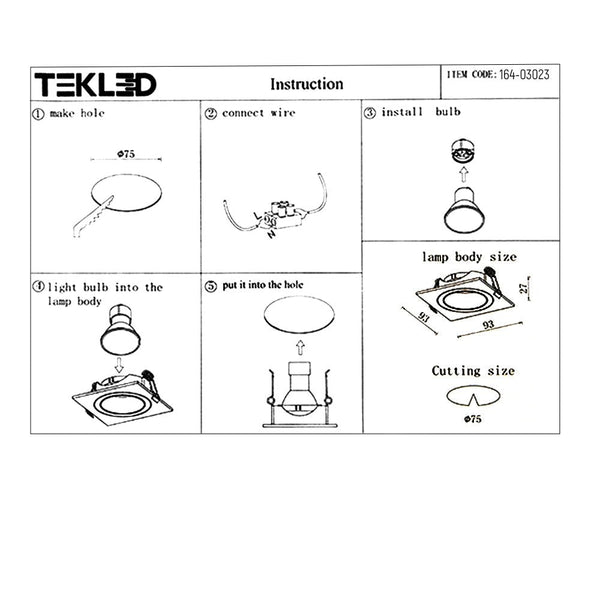 Rectangle Polycarbonate Tilt Recessed Downlight GU10