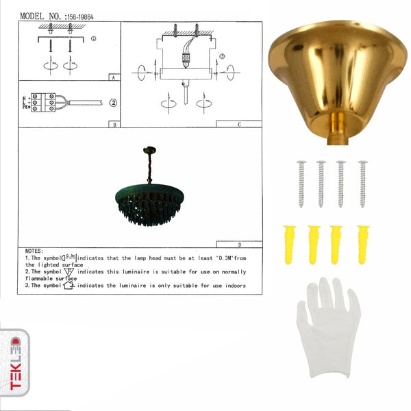 Gold Antique Brass Metal and Crystal Chandelier Ceiling Light E14 Small or Large