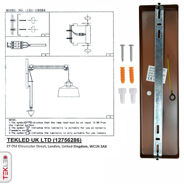 Old Brown Metal Pulley Step Wall Light E27 Fitting