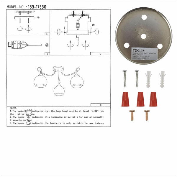Opal Dome Glass Chrome Metal Semi Flush Ceiling Light