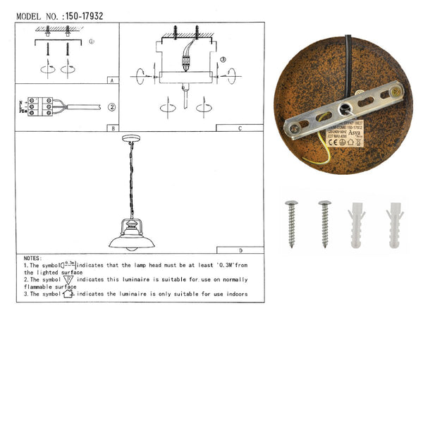 Dome Industrial Jumbo Metal Ceiling Pendant Light E27 Fitting