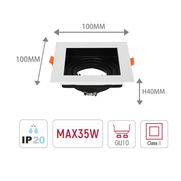 Valiant Tiltable Square GU10 Downlight