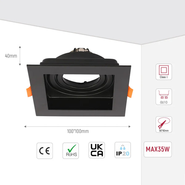 Valiant Tiltable Square GU10 Downlight