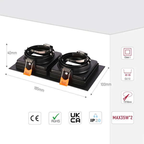 Valiant Tiltable Square GU10 Downlight