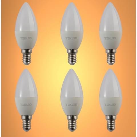 TEKLED
Vela LED Candle Bulb C37 E14 Small Edison Screw 5W - 3000K Warm White / Pack of 6 or 10