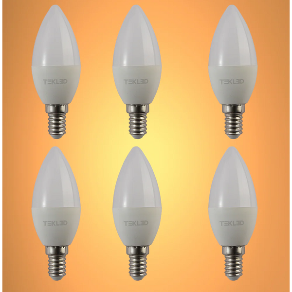 Vela LED Candle Bulb C37 Dimmable E14 Small Edison Screw 5W Pack of 6
