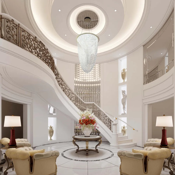 Vortex Crystal Cascade LED Chandelier 80W Gold