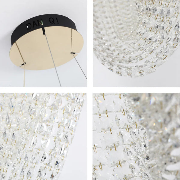Vortex Crystal Cascade LED Chandelier 80W Gold