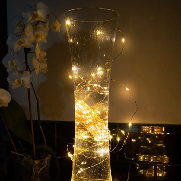 Mensa 2 Sets of Micro-LED 100 LEDs 10m with Battery Pack & USB Cable Warm White LED String Fairy Light