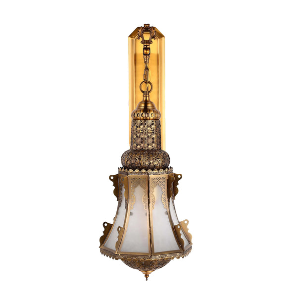 Antique Glass Wall Light with Decorative Metal