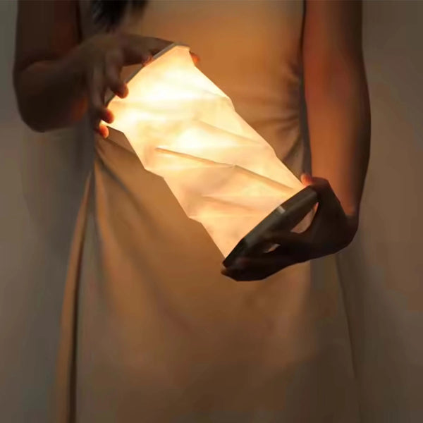 Expandable Origami Table Lamp – White & Gold, USB Rechargeable, 3CCT Dimmable LED