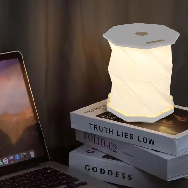 Expandable Origami Table Lamp – White & Gold, USB Rechargeable, 3CCT Dimmable LED