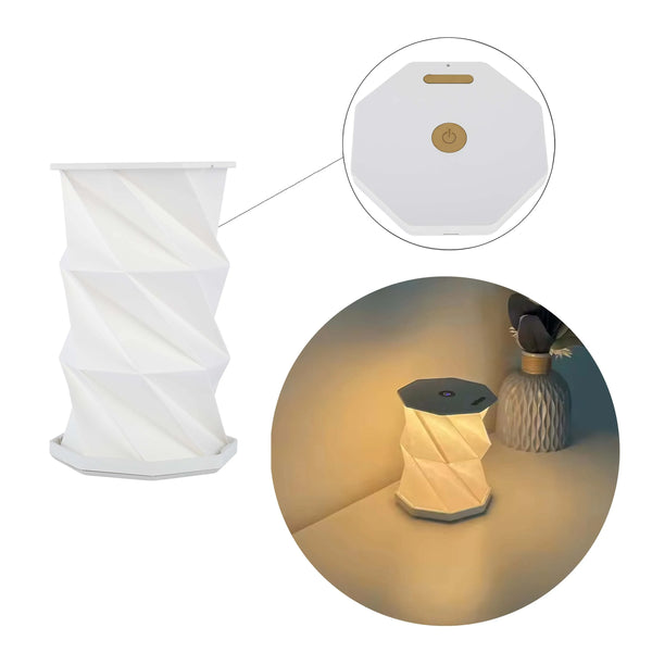 Expandable Origami Table Lamp – White & Gold, USB Rechargeable, 3CCT Dimmable LED