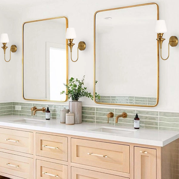 White & Gold Wall Light - Single, Double, or Triple