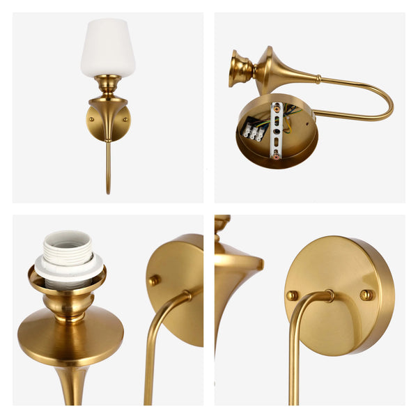 White & Gold Wall Light - Single, Double, or Triple